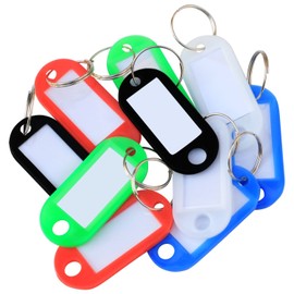 TRIXES Key Tags - Colour Coded Plastic Key Tags - with Paper Label Inserts - Pack of 50 Split Rings