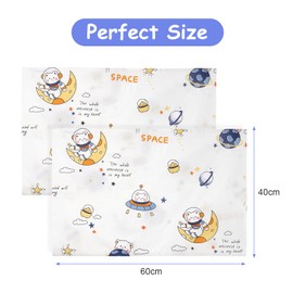 Vicloon Children's Pillowcase, Pack of 2 Cotton Baby Pillowcases, Soft Breathable, 40 x 60 cm Pillowcase for Boys Girls Bed Linen - Yellow Moon Style