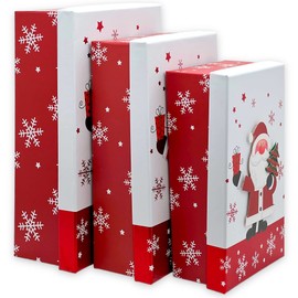 Set of 3 gift boxes, gift boxes, gift boxes, 3 pieces Christmas gift boxes with 3D motif (Santa Claus)