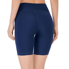 LOS OJOS Radlerhose Damen - Laufhosen kurz für mit Taschen - hoch taillierte Biker - Yoga- und Laufshorts, Biker Shades, True Navy, XS