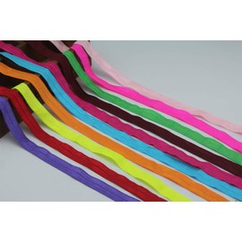 10 Yards Fold Over Elastic Stretch, Braided Elastic Ribbon for Hair Ties Headbands, Available in Various of Colours (Orange, 5/8in)
