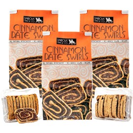 Darious Snack Co Vegan Cinnamon Date Swirls for Coffee & Tea Treat, Delicious Breakfast Cookies, Slightly Sweet and Savory, All Natural Ingredients, Holiday Food Gifts, 3 Pack - 6 oz Each Bag