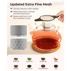 Reinmoson Extra Fine Mesh Tea Strainers & Filters for Loose Tea Single Cup, 304 Stainless Steel and Food Grade Silicone Loose Leaf Tea Steeper for Black Tea, Coffee, Rooibos, etc