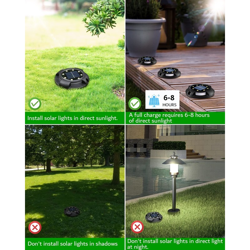 Biling Solar Ground Lights Uplight Sidelight, 12 Packs Bright Solar