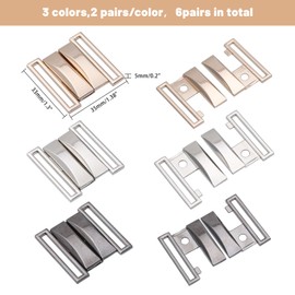 CHGCRAFT 6 Sets Metal Belt Buckle Clasps Rectangular Metal Clasp Buckles Alloy Decorative Waist Belt Buckles Clips for Leather Straps Belt Shirt Dress Jackets DIY Accessories