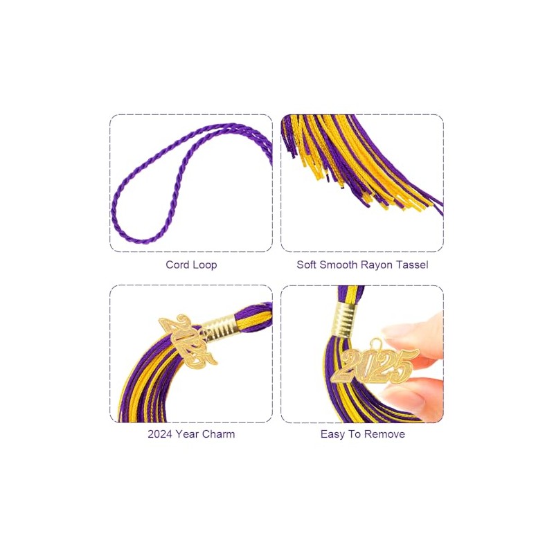 2025 Graduation Cap Tassel with Year Gold Date Charms, Party