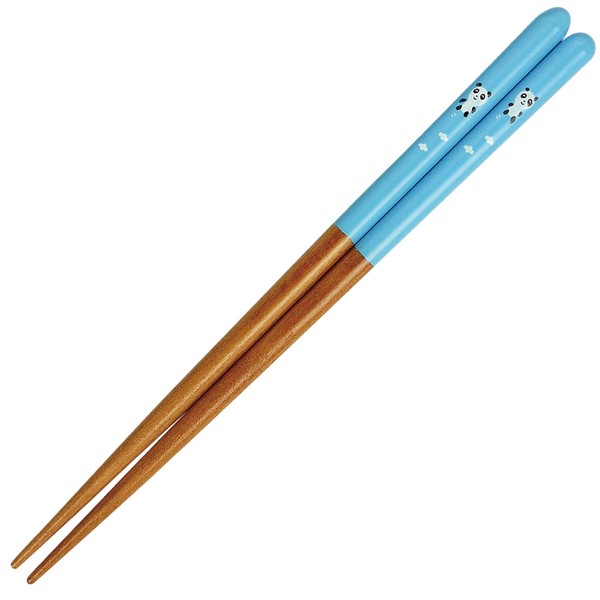 Sunny Life Design 264369 Wakasa Lacquer Chopsticks for Kids, Kids, Puka Puka Panda, Blue, Dishwasher Safe, Natural Wood, 7.1 inches (18 cm), Made in Japan