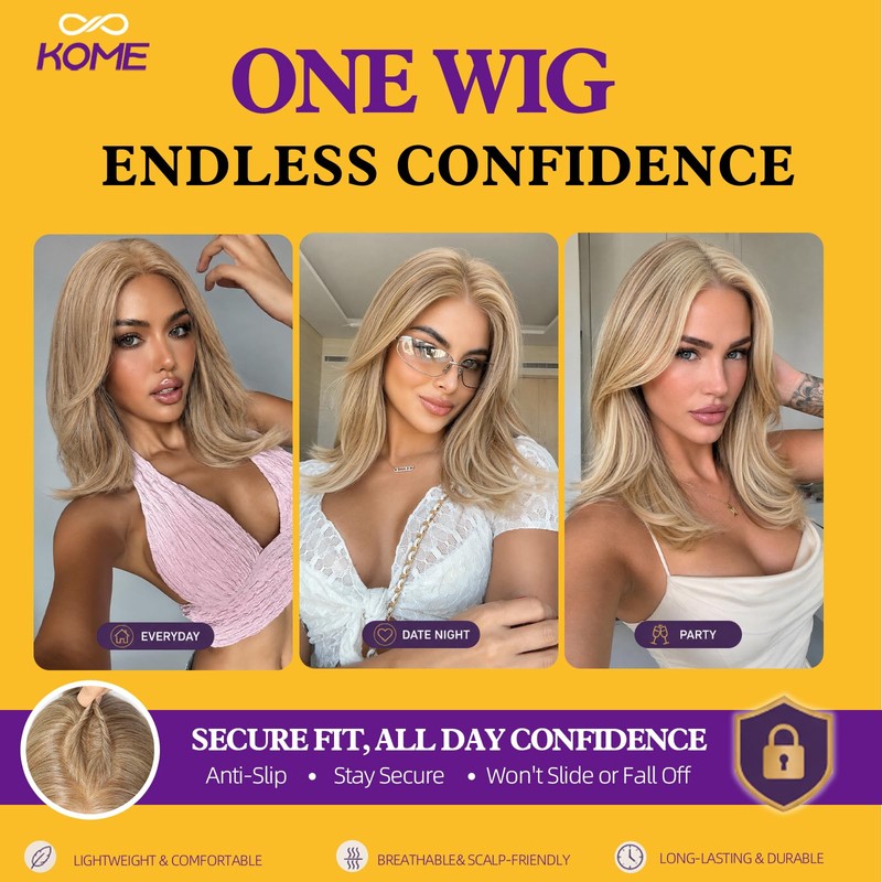 Blonde Highlight Bob 13×6 Synthetic Lace Front Wig for Women