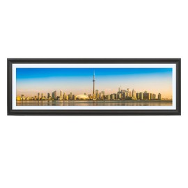 LTYHHK 8x24 Panoramic Picture Frames Solid Wood with 6x22 White Mat, Displays 6x22 with Mat or 8x24 Inch without Mat, 8x24 Poster Frame 6x22 Photo Frames Family Wall Black (L23B824W622)