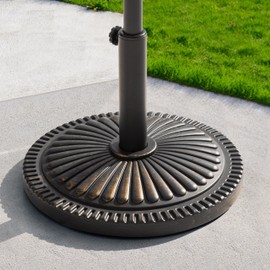 NUU GARDEN 33 lbs Round Patio Umbrella Base, Weighted Umbrella Base with Hand-turn Knob, for Garden, Backyard, Poolside, Black with Gold