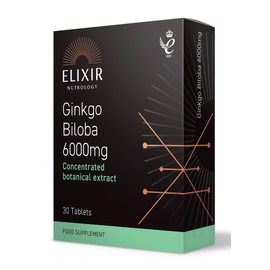 ELIXIR NUTROLOGY Ginkgo Biloba 6000mg 30 Tablets - 50:1 Extract, Equivalent to 6000mg Leaf Powder, Rich in Ginkgo Flavone Glycosides & Terpene Lactones, Supports Well-Being. Made in The UK