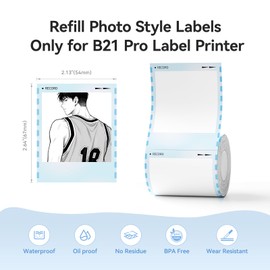NIIMBOT Photo Label only for B21 Pro Label Printer, 2.1x2.6in (54x67mm) Photo Paper, Waterproof Sticker Card for Scrapbook DIY (Sea Wind)