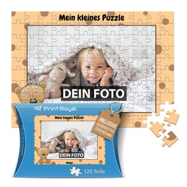 PR Print Royal Photo Puzzle for Children with Name and Photo Puzzle Design Yourself - My Little Puzzle with Bear, Children's Puzzle 40 x 28.5 cm, 120 Pieces in Cardboard Packaging