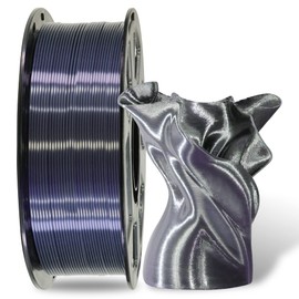 MIKA3D Silk Black Shiny PLA 3D Printing Filament, 1KG 2.2Lbs 3D Print Material with 1.75mm High Diameter Accuracy, Neatly Wound Silk PLA Widely Support for FDM 3D Printers