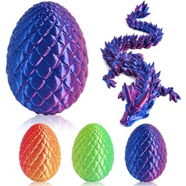 3D Printed Dragon Eggs - Dragon Eggs Contain Dragon - Cool Crystal Dragon - Office and Home Decor Artwork - Funny and Mysterious Toys - Dragons with Flexible Joints (Laser Purple Edition[with Eggs]