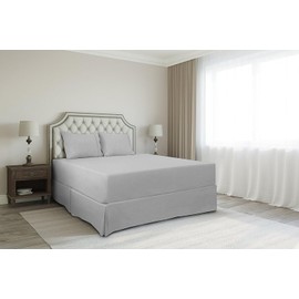 Premium Queen Size Bedskirt 800TC 100% Egyptian Cotton Silver Bed Skirt Queen Size 12" Drop Length, Tailored Fit, Elegant Pleated Style - Silver