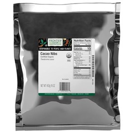 Frontier Co-op Organic Cacao Nibs, Certified Organic, Kosher, Bulk Bag - Unsweetened Crunchy Cacao Nibs for Baking, Smoothies, Yogurt, Trail Mix, Healthy Recipes | 16 Ounce (Pack of 1)