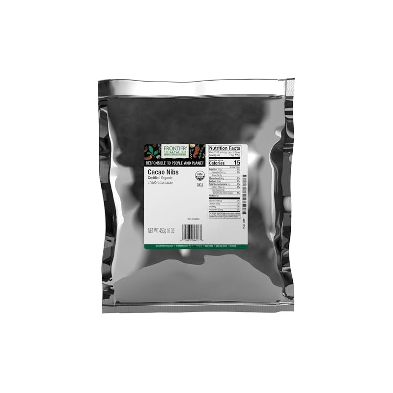 Frontier Co-op Organic Cacao Nibs, Certified Organic, Kosher, Bulk Bag