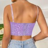 Erinaco Women Bright Diamond Chain Sequin Crop Top Rhinestone Tassel