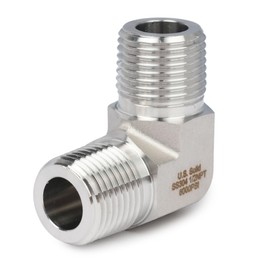 U.S. Solid 304 Stainless Steel 6000 Psi 90 Degree Barstock Street Elbow Male(1/2 * 1/2 NPT)