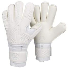 Renegade GK Fury Avalanche Goalie Gloves with Pro-Tek Finger Savers | 4mm Giga Grip & 4mm Duratek | White Soccer Goalkeeper Gloves (Size 8, Youth-Adult, Roll Cut, Level 4)