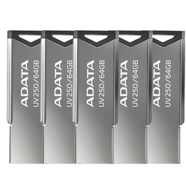 Lucky Owl Memoria USB Kit de 5 Memorias USB Adata UV250, 64GB, USB 2.0, Plata Gran COMPATIBILIDAD DISEÑO Sofisticado.