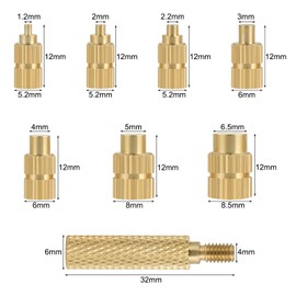 Faankiton Heat Set Insert Tips, Soldering Iron Tips 3D Printer Parts, Brass Soldering Iron Melting Aid Tips for Threaded Inserts M2/M2.5/M3/M4/M5/M6/M8 Compatible with T18 ST 900M FX888D FX600 WLC100