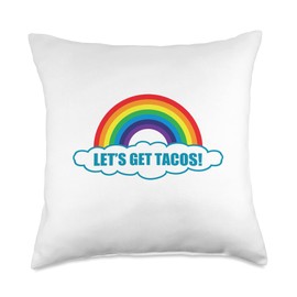 Adult Fun Shirts and Apparel Let's Get Tacos Food Funny Humor Mexican Party Yum Novelty Throw Pillow, 18x18, Multicolor