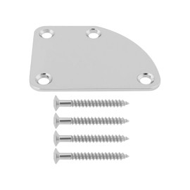 Create idea 1PC Curved Guitar Neck Plate Notched Semicircular Connector Rear Mounting Plate with Screws for Cigar Box Guitar Electric Guitar 64.5x51.1mm Silver