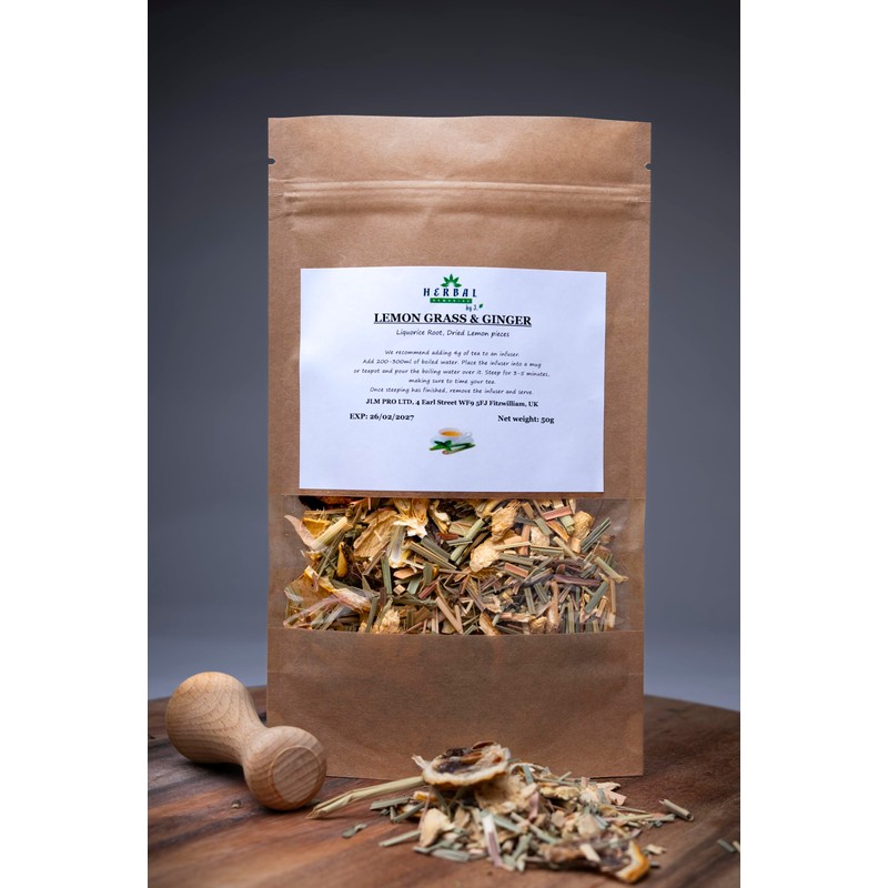 Lemongrass & Ginger Tea with Licorice – Herbal Digestive &