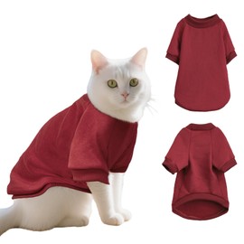 1PCS Cat Clothes, Kittens Jumpers for Cats Only, Breathable Cat Pyjamas with Two-Legged, Soft and Elastic Warmer Kitten Clothes Red