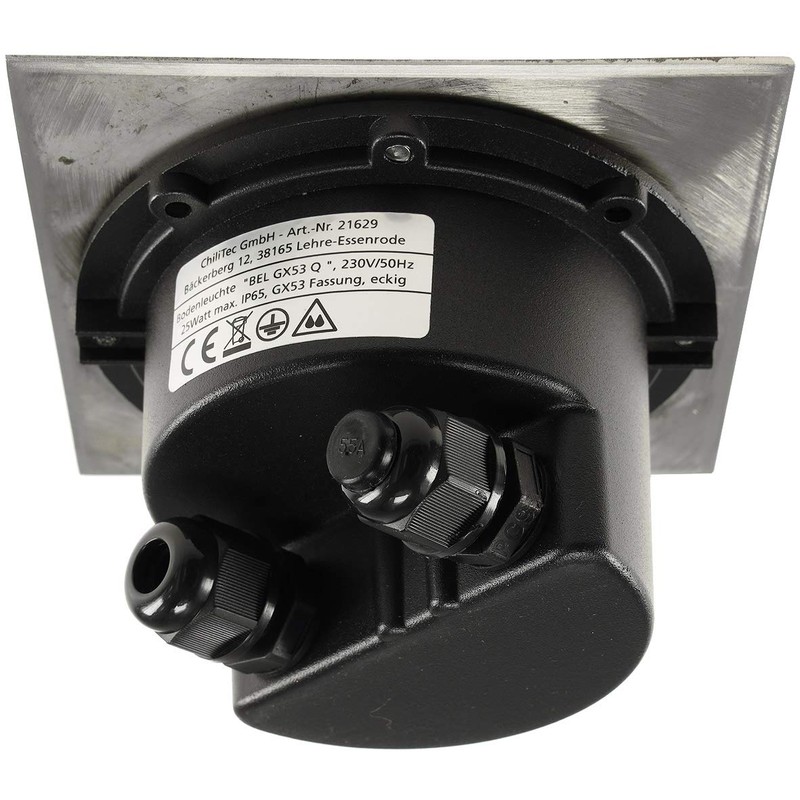 Ceiling light "BEL GX53 Q, 4eckig, IP65, Stainless Steel