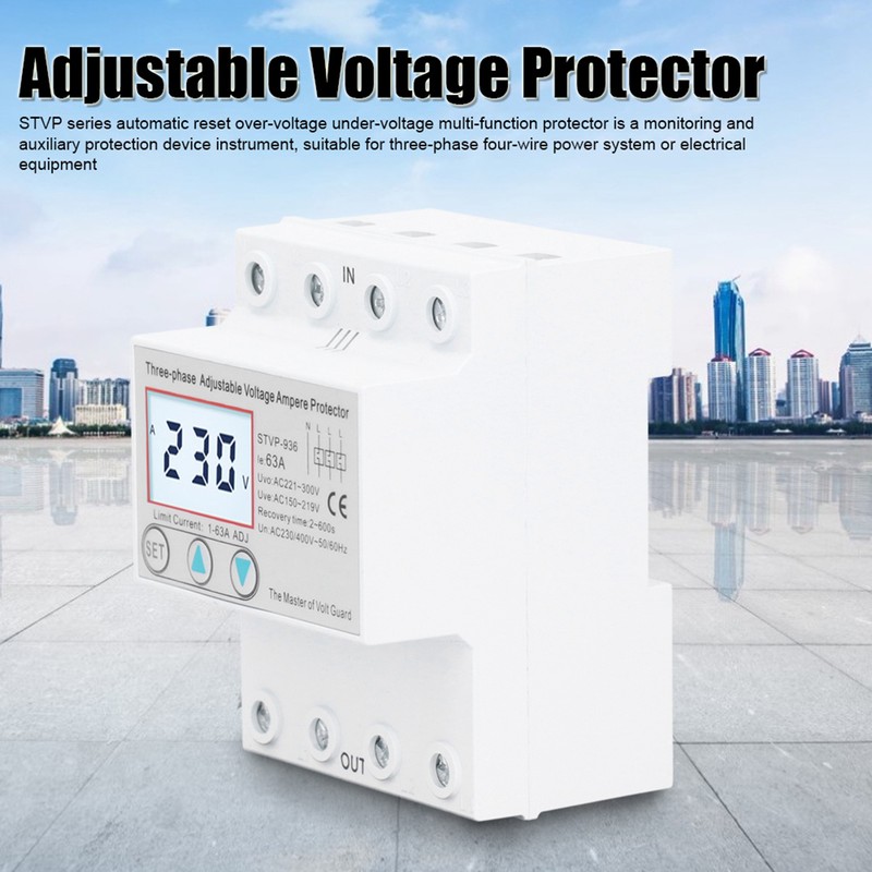 Adjustable Voltage Protector 3Phase LCD Multifunctional SelfResetting STVP936 230v 400V