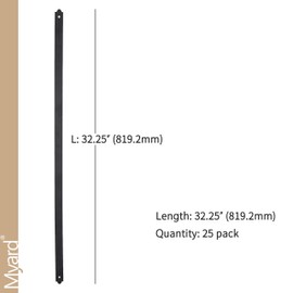 Myard 32-1/4 Inches Heavy Duty Flat Straight Iron Deck Balusters Furniture with Screws for Wood Composite Facemount Deck Railing Staircase Banister Balustrade (25-Pack, Matte Black)