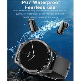 Reloj Inteligente Y Auriculares 2 en 1,Reloj Inteligente Hombre con Llamadas,IP67 Impermeable,Pulsera Actividad con Podómetro,Rastreador de Actividad 