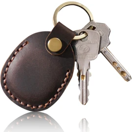Libra Key Ring, AirTag edy Coin, IC Chip, Coin, Genuine Leather, Case, 2 Types, 07 Screw Type (Coffee)