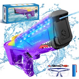 EagleStone Shark Electric Water Gun for Kids,Automatic Water Squirt Gun with Cool LED Light,Up to 33FT Shooting Range,1500mAh Large-Capacity Battery,Summer Pool Favor,Outdoor Beach Pool Toys