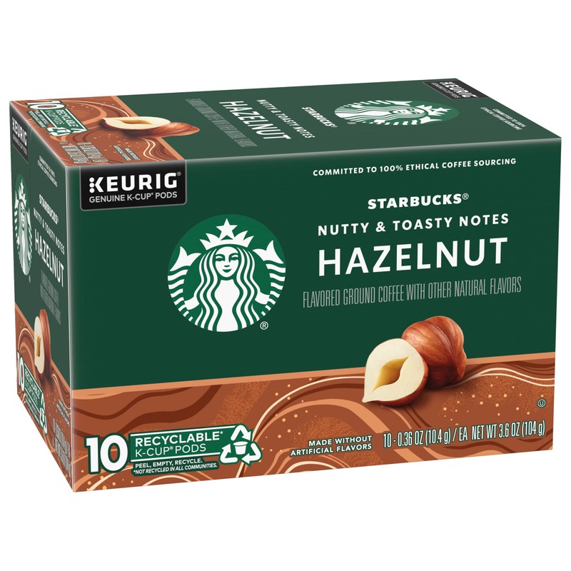 Starbucks Flavored Coffee K-Cup Pods, Hazelnut Flavored Coffee, Made without