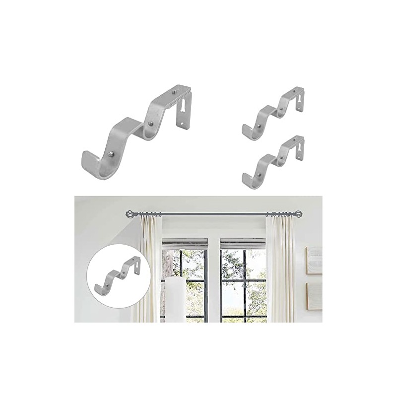 6 soportes para barra de cortina doble, resistente, soportes ajustables