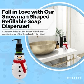 Simple Pleasures Holiday Soap Dispenser - Snowman Soap Dispenser with Scented Liquid Soap - Decorative Refillable Hand Christmas Soap Dispensers for Kitchen and Bathroom - 11.8 Ounces