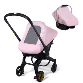 Baby Car Seat Cover, Original Carseat Covers with Adjustable Breathable Mesh Window & Pocket, Stretchy Infant Car Seat Canopy for Girls Boys, Kick-Proof Stroller Cover for All Seasons