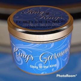 Abba Oil KING'S GARMENTS CANDLE SCRIPTURE TIN - "KING OF KINGS"