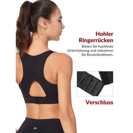 Yvette Women's Sports Bra Strong Hold with Hook and Eye Large Sizes Running Fitness Bra, black