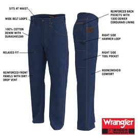 Wrangler Riggs Workwear mens Workhorse jeans, Antique Indigo, 60W x 30L US