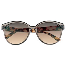 meigan 7391-03 Women's Boston Cat Eye Tortoise Shell UV400 UV Protection, Stylish, Graduated Lens, Durable, Hard Coat, Deca Sunglasses, Small Face Effect, Smoke/Smoke Brown Half