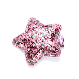 Little Girls Shiny Glitter Star Hair Clip - Pink