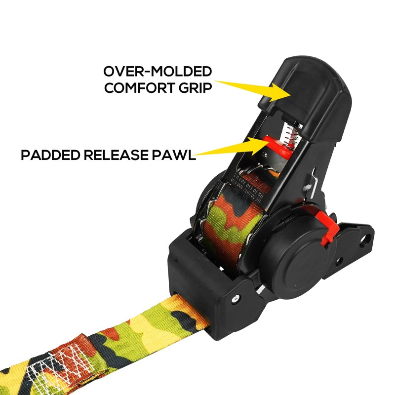 ANLULOAD 2 Packs Retractable Ratchet Straps (1.5in x 12.3ft),Cargo Strap