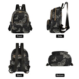 Sletend Gothic Skull Butterfly Moth Mini Backpack Fashion Backpack Purse for Women,Handbag Shoulder Bag Casual Daypack, Ladies Gift for College Work (M)