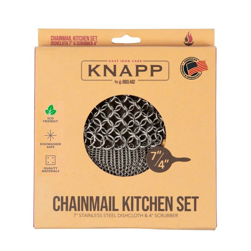 Knapp Made Cast Iron Chainmail Scrubber Kitchen Set - 4"