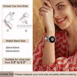 Natural Stone Bracelet Beaded Bands Compatibe with Galaxy Watch 4 Band/Watch 5 Band/Watch 6 Band 40mm 44mm, Galaxy Watch 6/Watch 4 Classic 42mm 46mm Band, 20mm Elastic Band for Galaxy Watch Active 2 Women